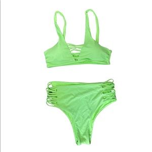 Lime green two piece bikini